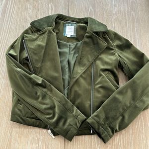 Green Velvet moto jacket